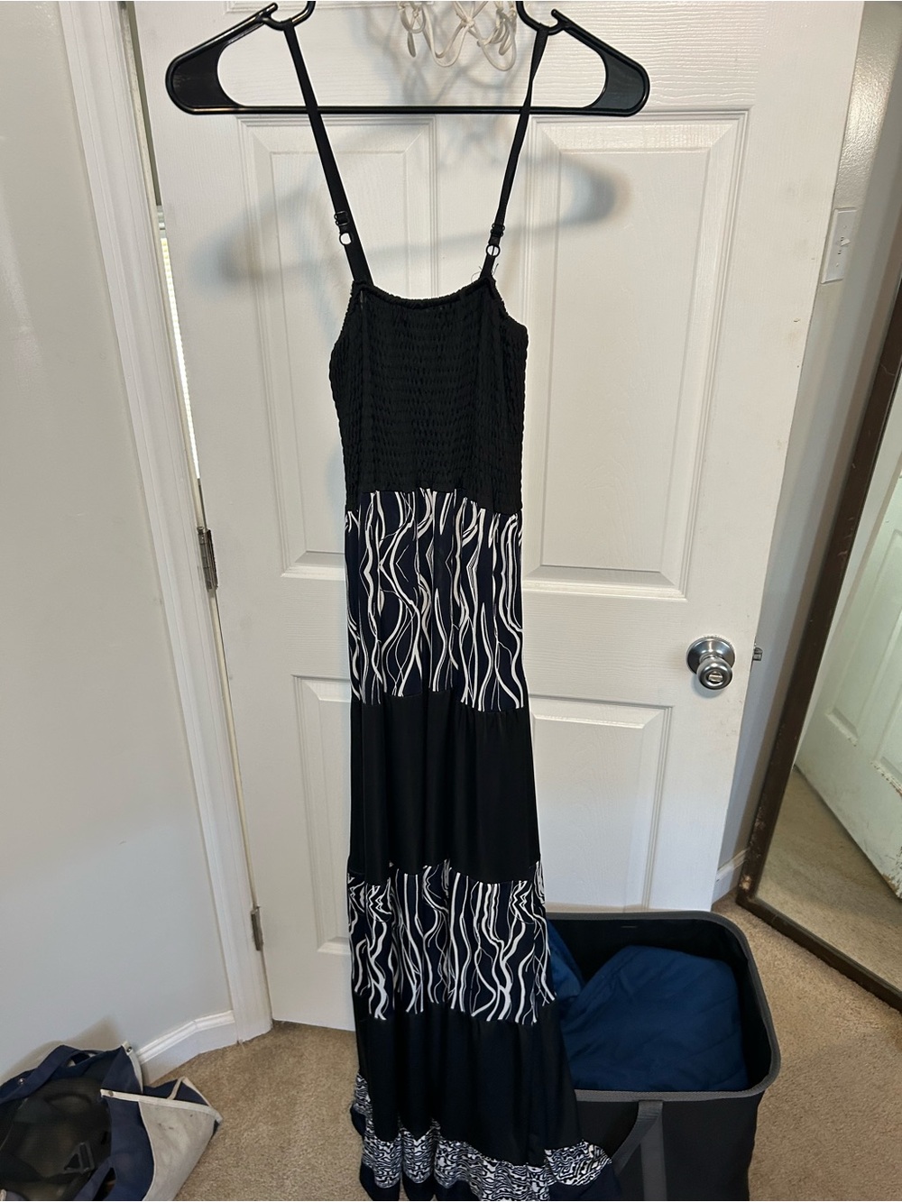 Shoreline Black and White Patterned Tiered Maxi Dress